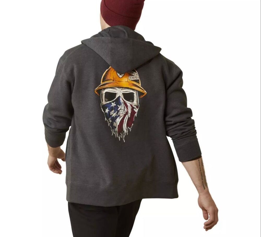 Ariat Rebar Born For This Skull Full Zip Hoodie Water Repellent XL NWT